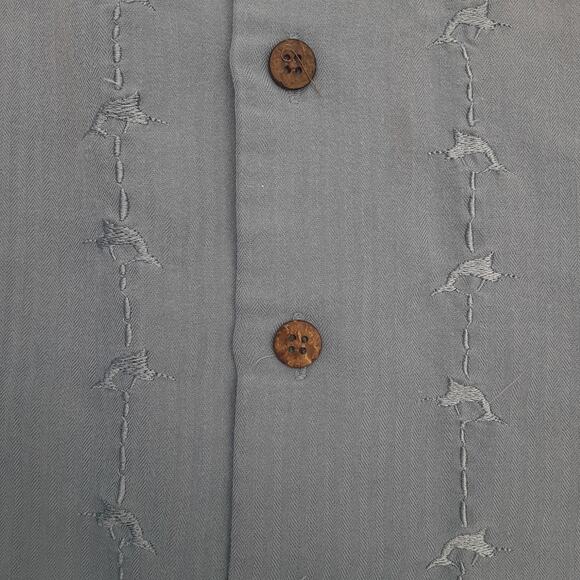 Hook & Tackle Size L Blue Embroidered Marlin Camp Shirt Rayon Polyester - Picture 3 of 10